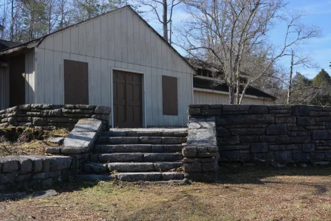 The Big Ridge beach house, an original park structure, awaits future repurposing.