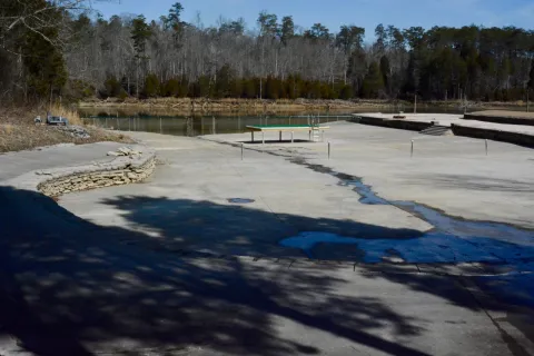 The swim area at Big Ridge State Park has been drained, cleaned and pressure-washed.