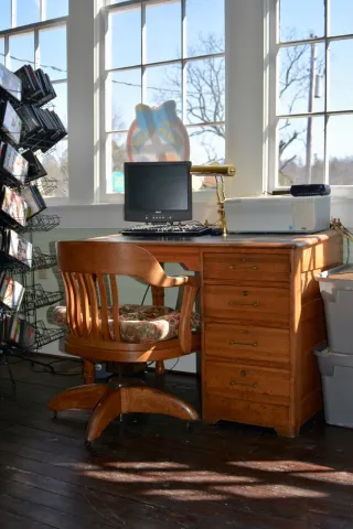 This classic desk at the Sharps Chapel Book Station was donated by Mr. and Mrs. Tom Orlan.