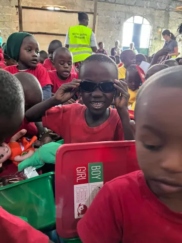 The children in Nairobi, Kenya, loved their new gifts. Many children who receive a shoebox are receiving their very first gift ever.