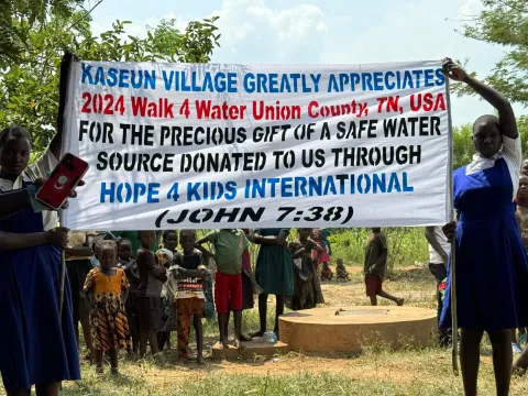 Kaseun villagers welcome in July 2024.