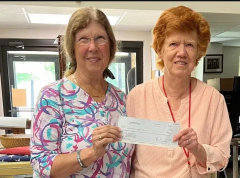 Veronica Fox and Ellen Perry Accept DAR Grant Check