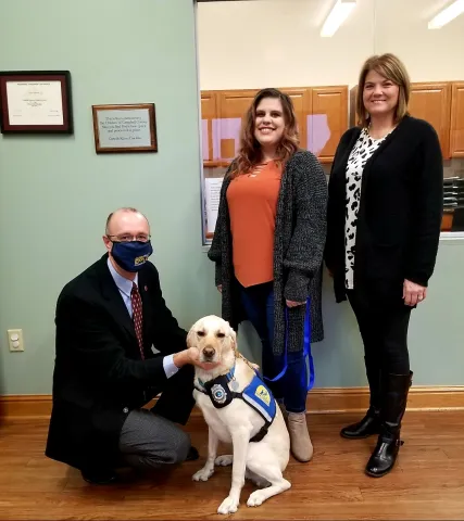 Pictured left to right are: District Attorney General Jared Effler, MacKenzie Adkins, and Tracie Davis. 