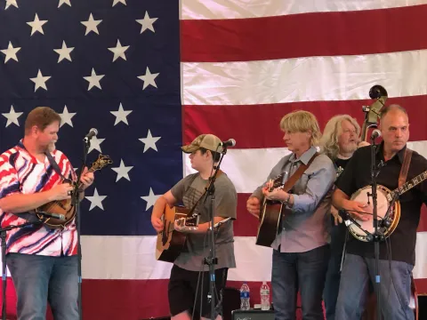 Flashback Band performing at the opening of the Farmers market Pavilion