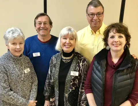 Pictured are front row from left: Laura Derr, Assistant Secretary, Cheryl Peyton, President, Jody Dyer, Vice-President. Back row from left:  Jim Hartsell, Treasurer and Randall Carpenter, Assistant. Treasurer. Not pictured: Carol McClain, Secretary.