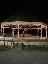 gazebo in Wilson Park lighted for Christmas